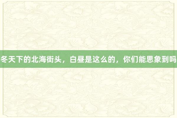 冬天下的北海街头，白昼是这么的，你们能思象到吗