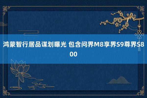 鸿蒙智行居品谋划曝光 包含问界M8享界S9尊界S800