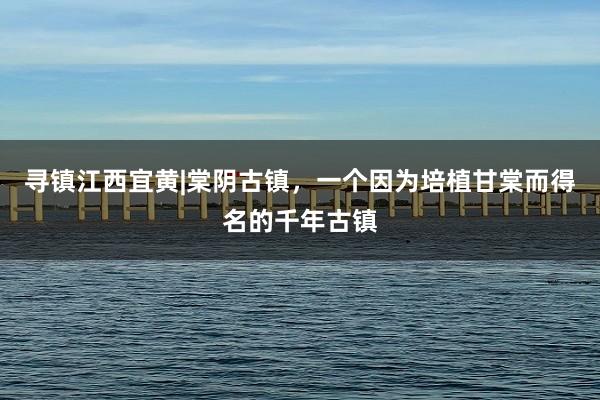 寻镇江西宜黄|棠阴古镇，一个因为培植甘棠而得名的千年古镇